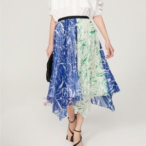 Marina Moscone - Elegant Blue and Green Patterned Skirt